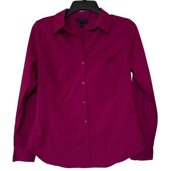 Worthington Brand V-Neck Blouse Burgundy Color Cotton Poly Blend Women's Size 4 - Picture 1 of 15